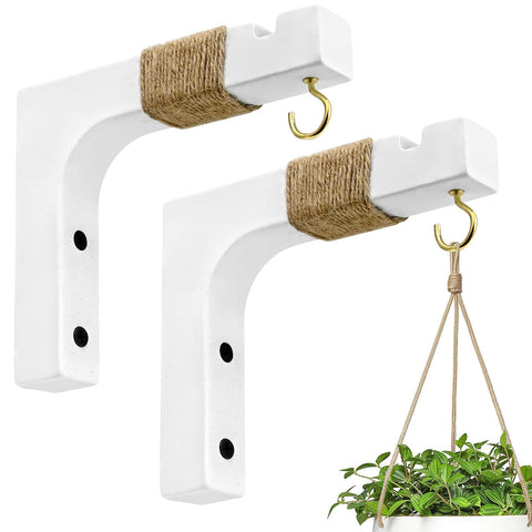 Micovay plant hanger hook with wooden wall mount for secure indoor planter display.