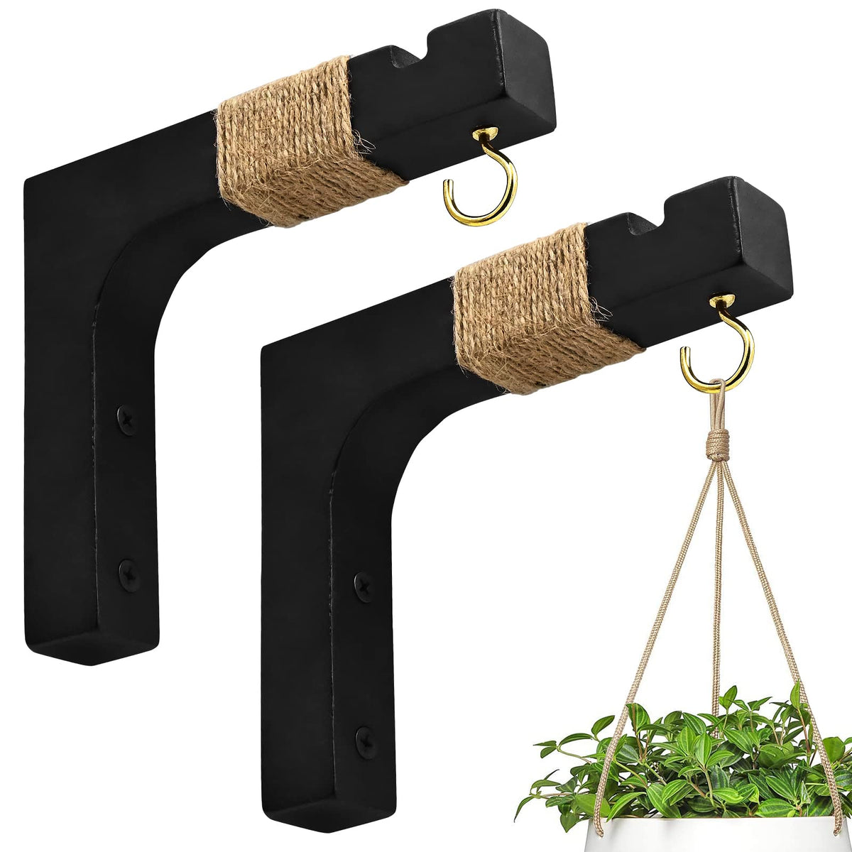 Micovay plant hanger hook with top indent secures plant rings for stable hanging