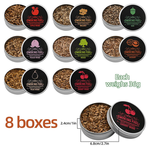 Micovay wood chips varieties flavor chart highlighting cherry and apple for smoking