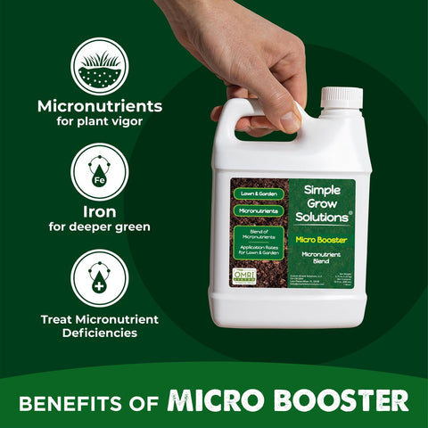 Micro Booster spray on lawn demonstrates rapid absorption and improved color.