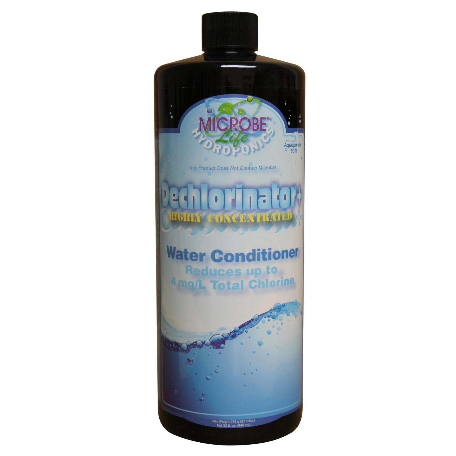 Microbe Life Dechlorinator bottle for hydroponics neutralizes chlorine and chloramines to protect roots