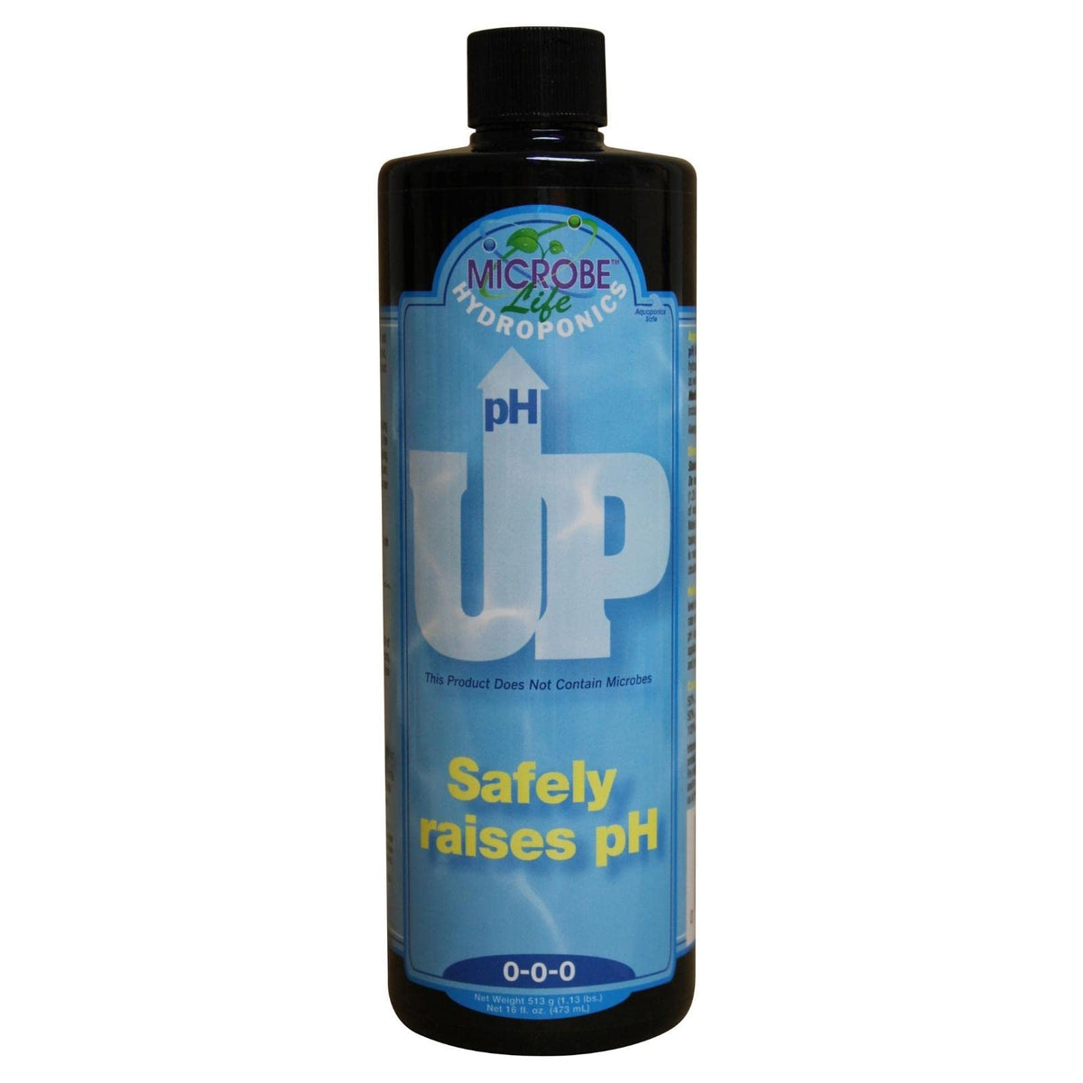 Microbe Life Hydroponics pH Up bottle ready for stable pH adjustment