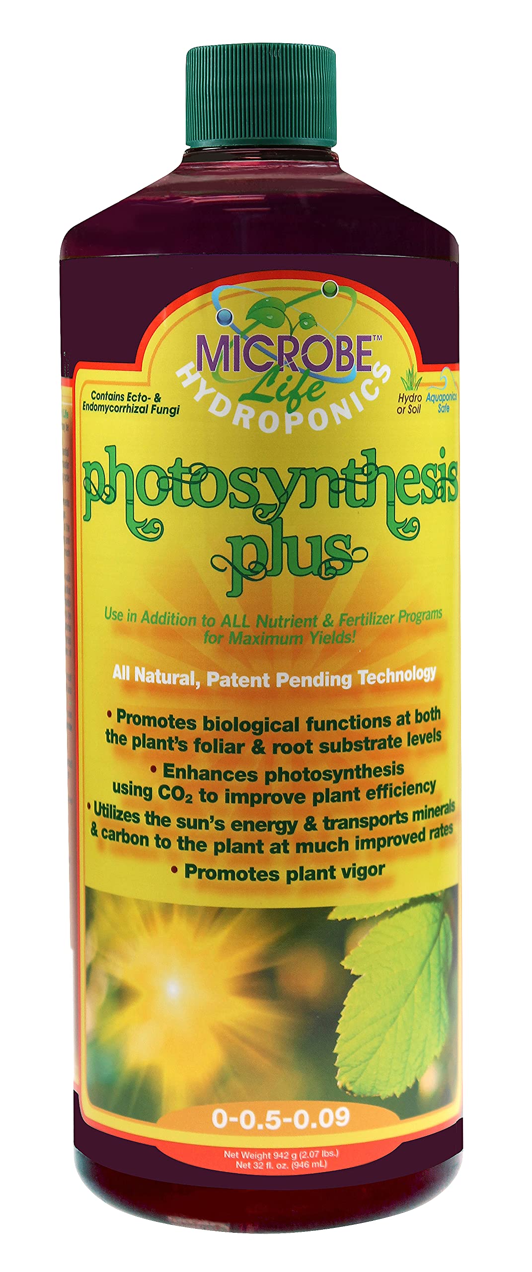 Microbe Life Hydroponics Photosynthesis Plus bottle boosts foliar energy for bigger yields