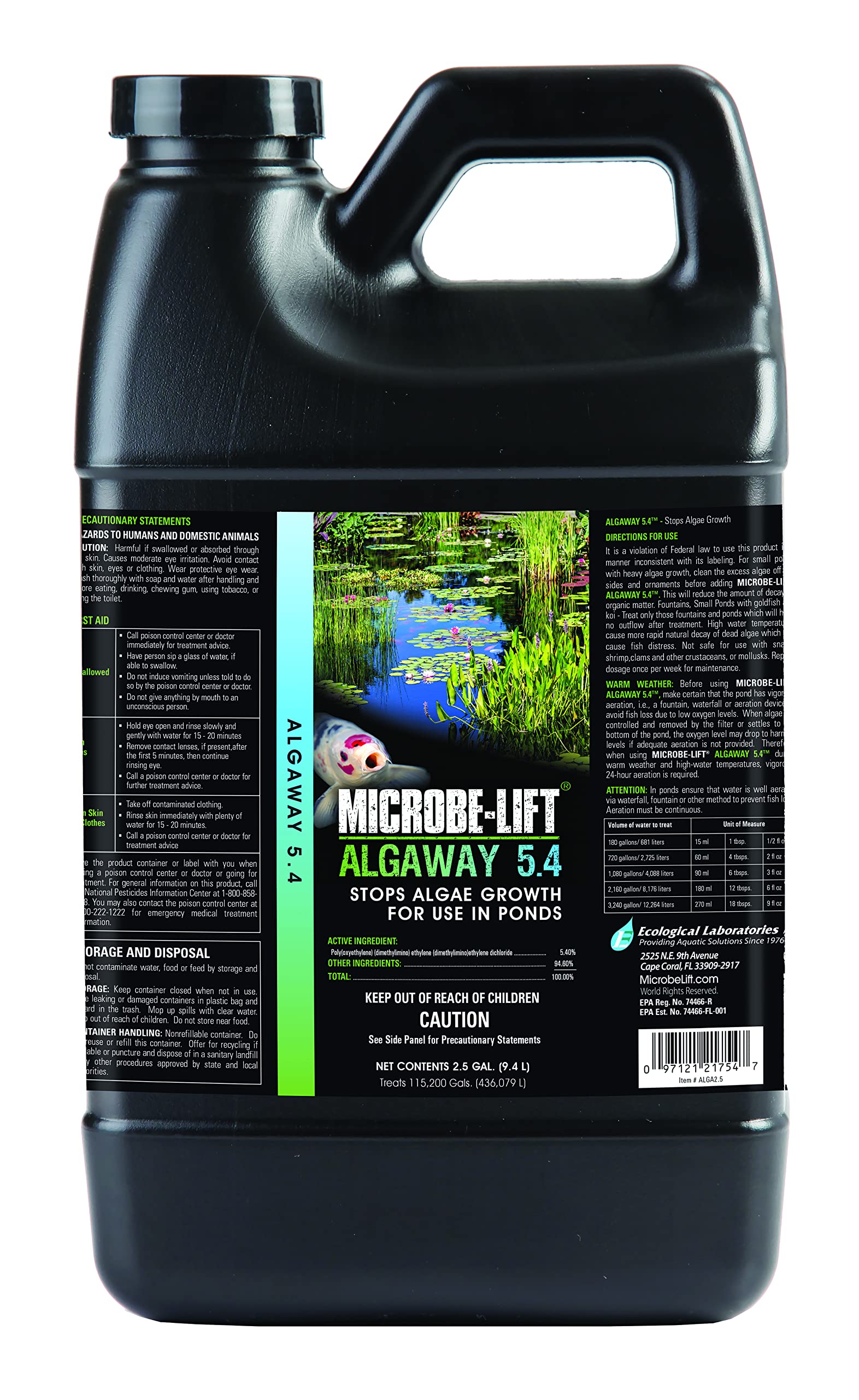 Microbe-Lift Alga2.5 bottle pour demonstrates easy algae control in ponds.