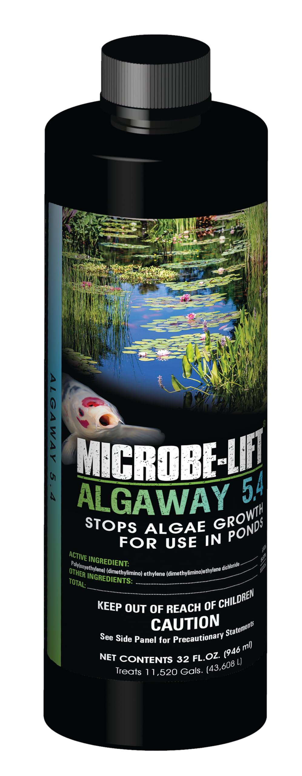 Microbe-Lift Algaway 5.4 bottle ready for algae control in a pond