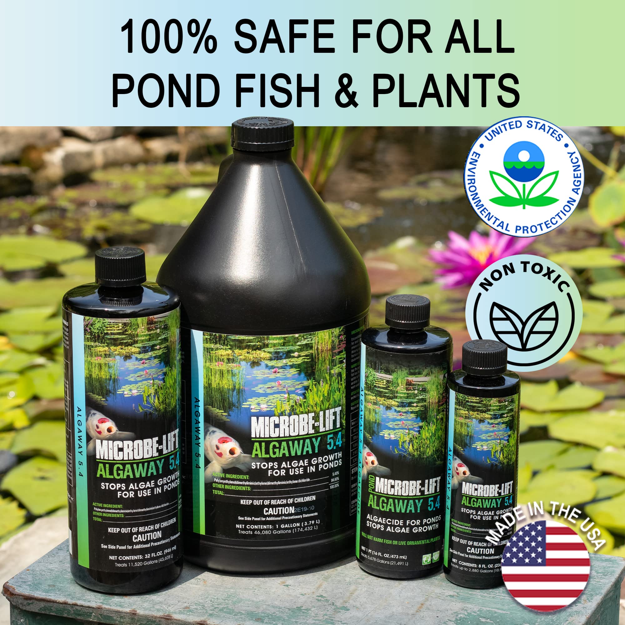 MICROBE-LIFT Algaway 5.4 works with pond aeration for algae control