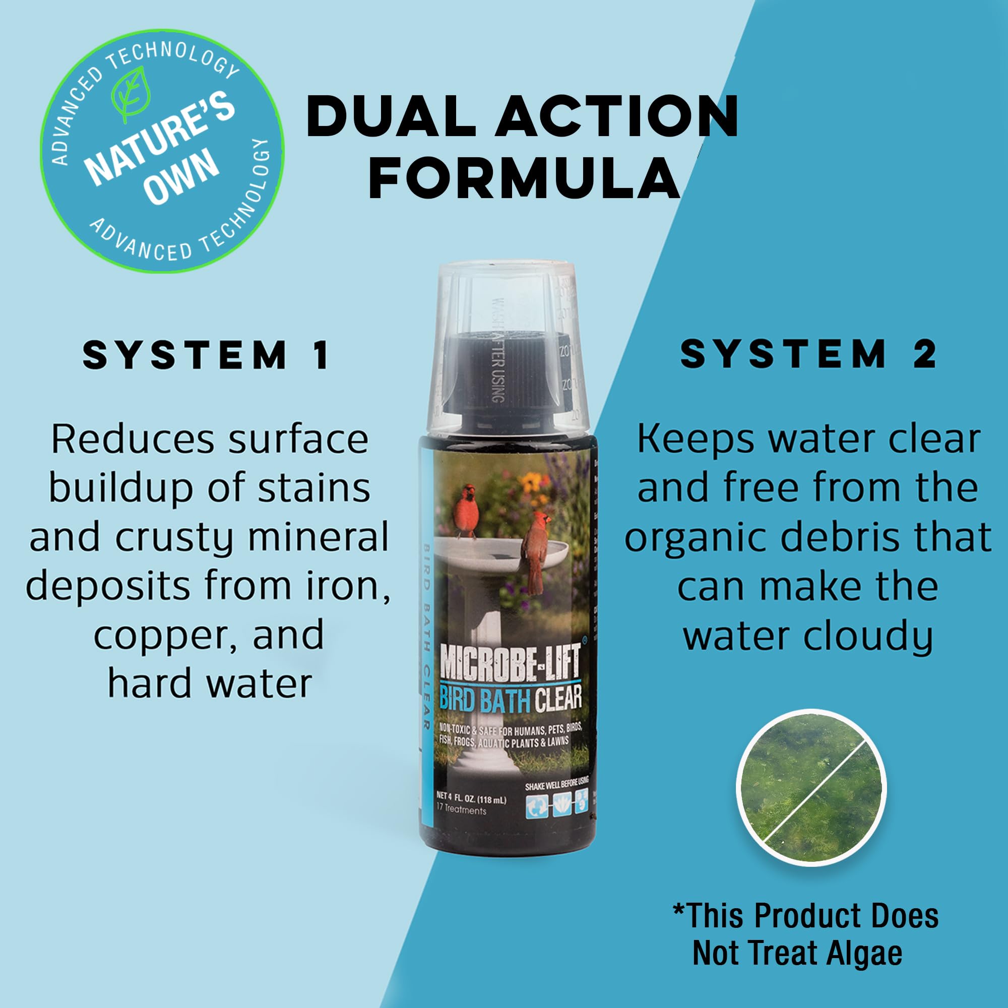 Microbe-Lift Bird Bath Clear wildlife-safe formula for birds and frogs