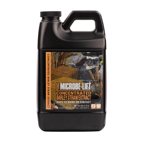 MICROBE-LIFT MLCBSE2L bottle pouring for quick pond treatment and clearer water.