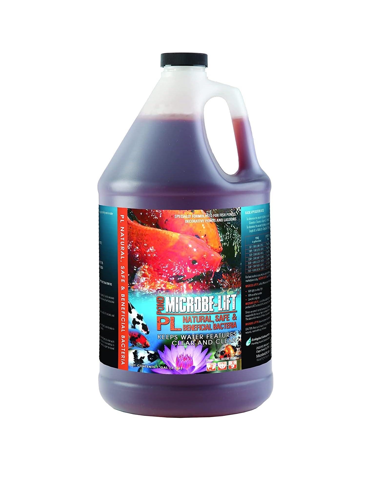 MICROBE-LIFT PL bottle front view for koi ponds and decorative water features.