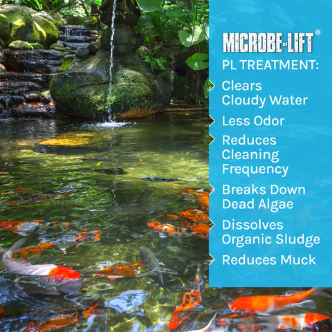 MICROBE-LIFT PL pond treatment around floating koi décor.