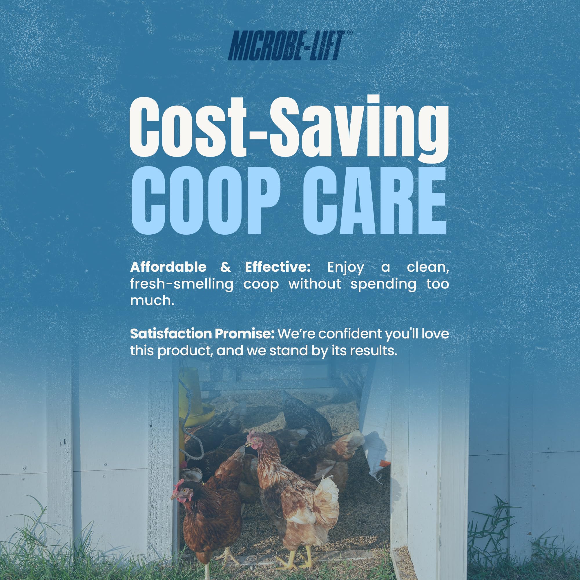 Microbe-Lift Safe-non-toxic-formula safeguards chickens and people during routine spray use.