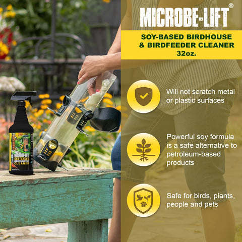 MICROBE-LIFT birdhouse wood cleaning on a surface for debris removal.