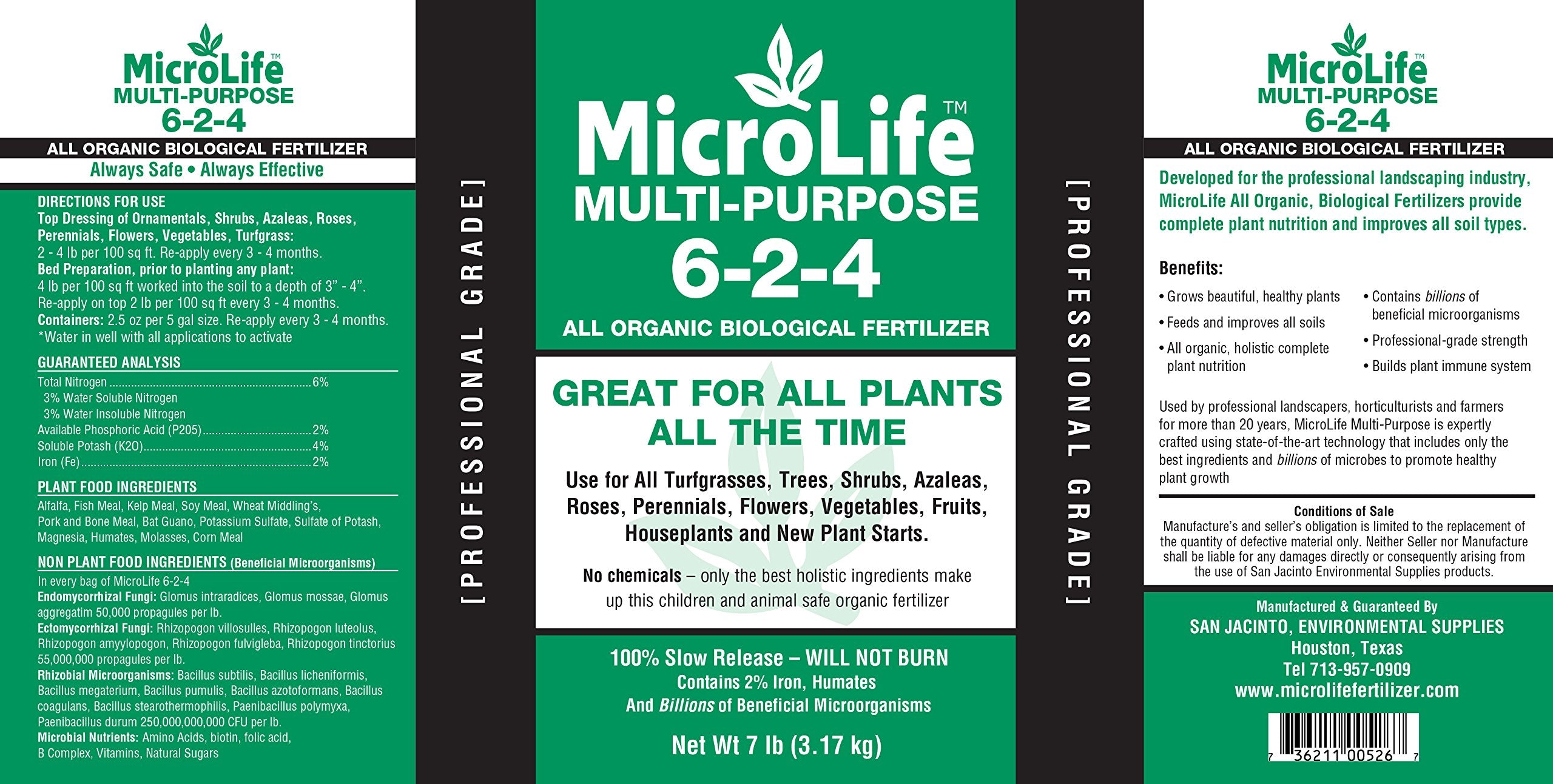MicroLife 6-2-4 granules spread evenly on soil for garden care