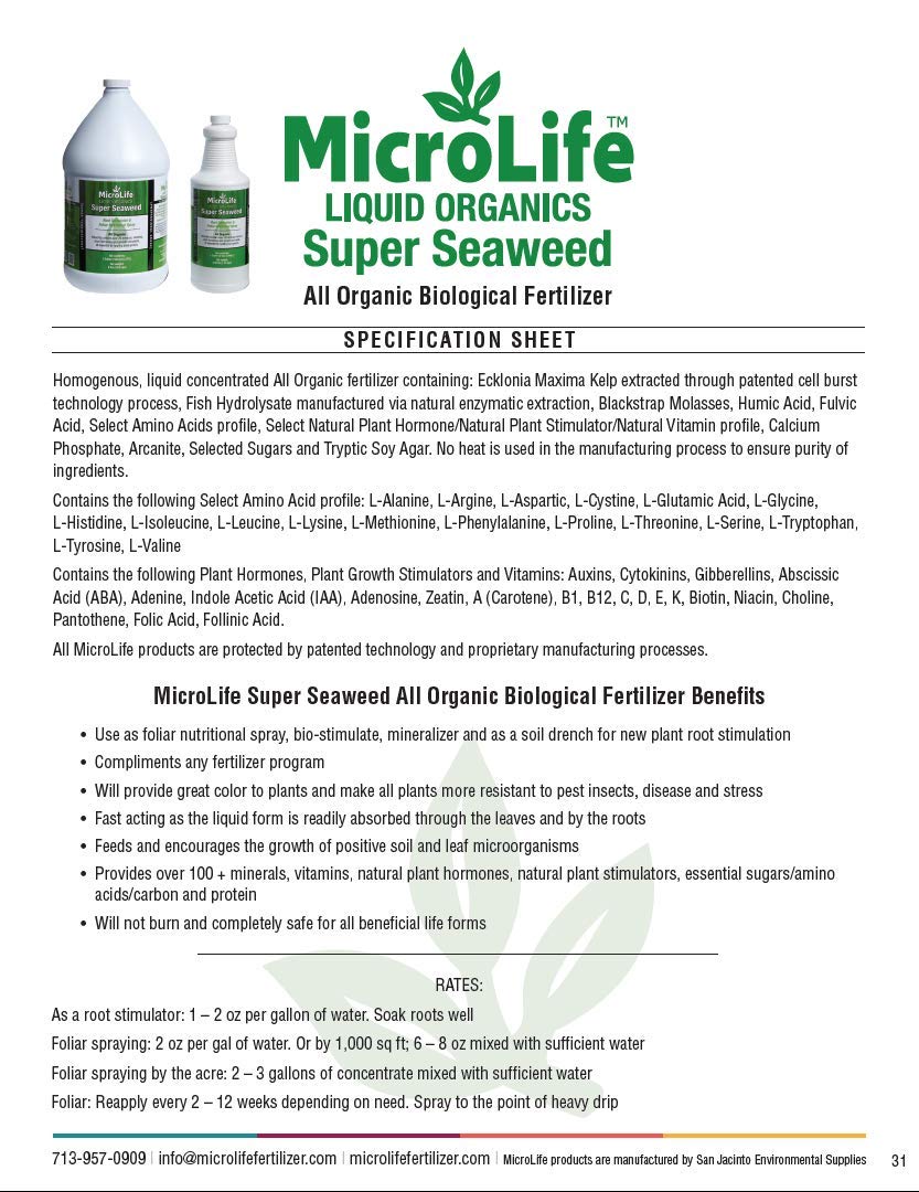 MicroLife SJES seaweed concentrate stimulating roots in young plants