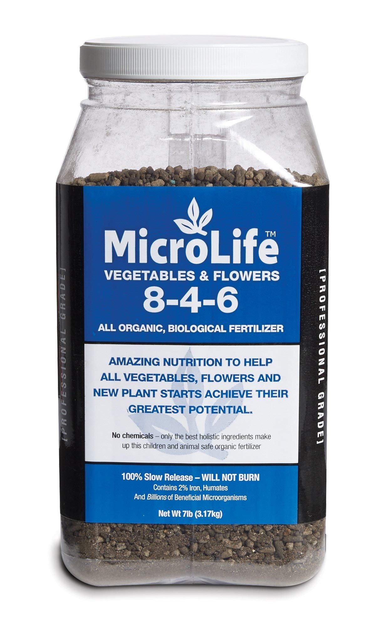 MicroLife Ultimate granular fertilizer bag boosts soil nutrition for thriving gardens.