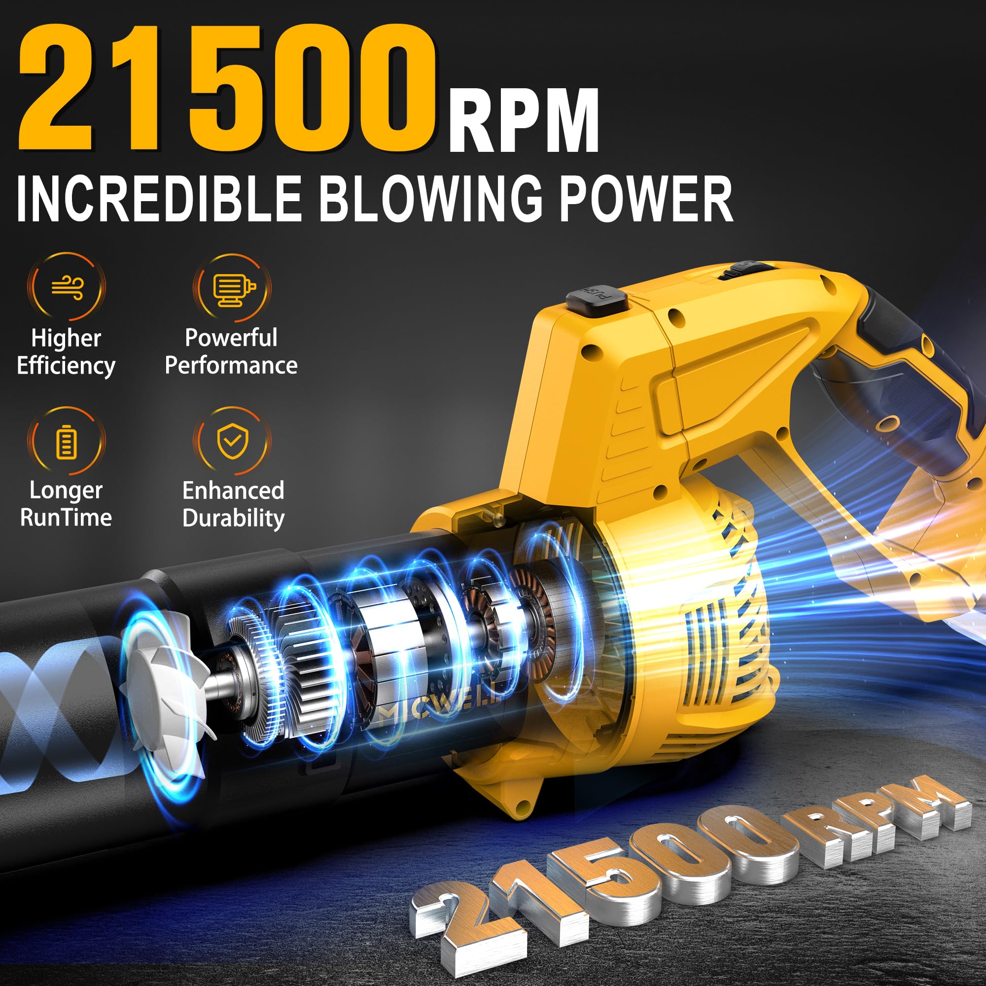 MICWELL 500 CFM performance clears wet leaves and debris quickly