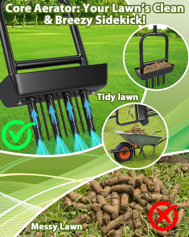 MICZG lawn aerator core tray collects soil cores for easy cleanup.