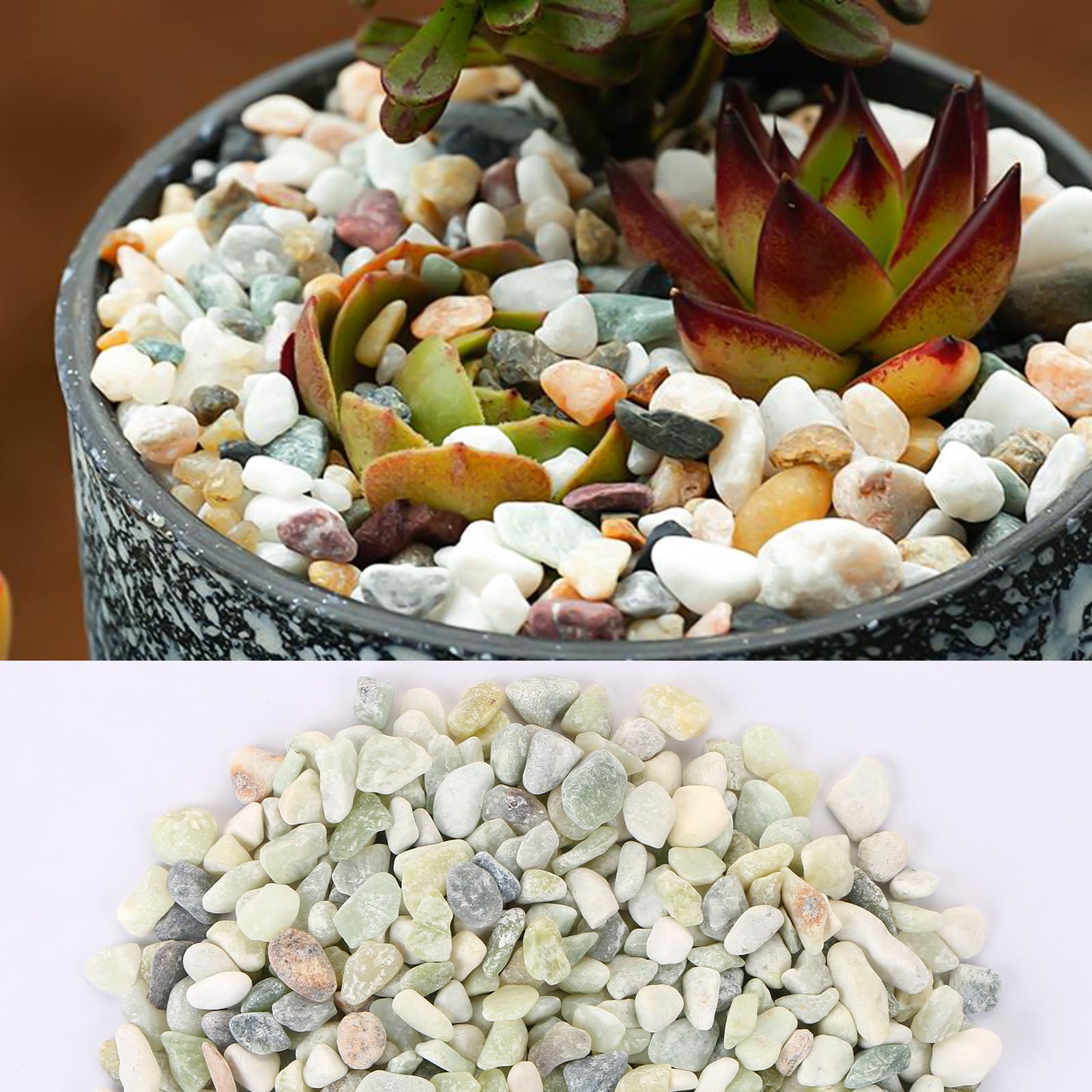 MIDELONG vase fillers river rocks create a natural, calm backdrop.