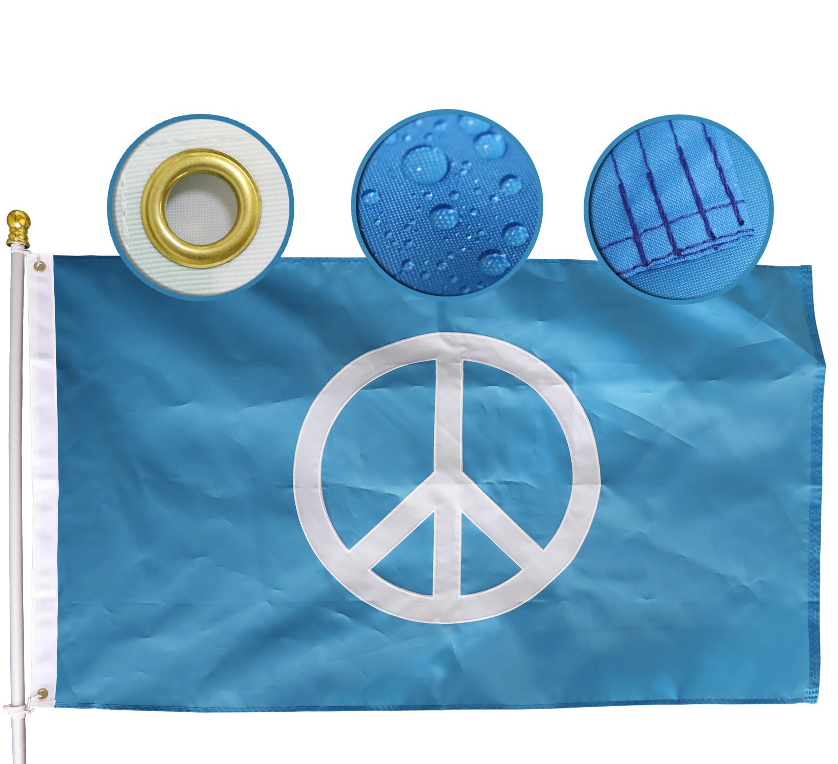 MIDLE World Peace Flag 3x5 embroidered, double-sided for vibrant outdoor display.