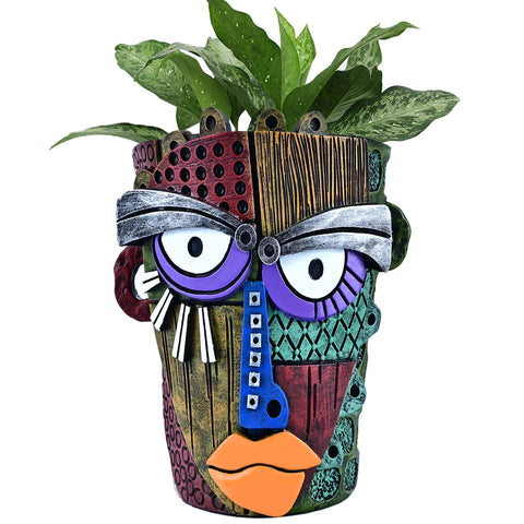 Midogaigai abstract face planter pot adds artistic flair to your living space