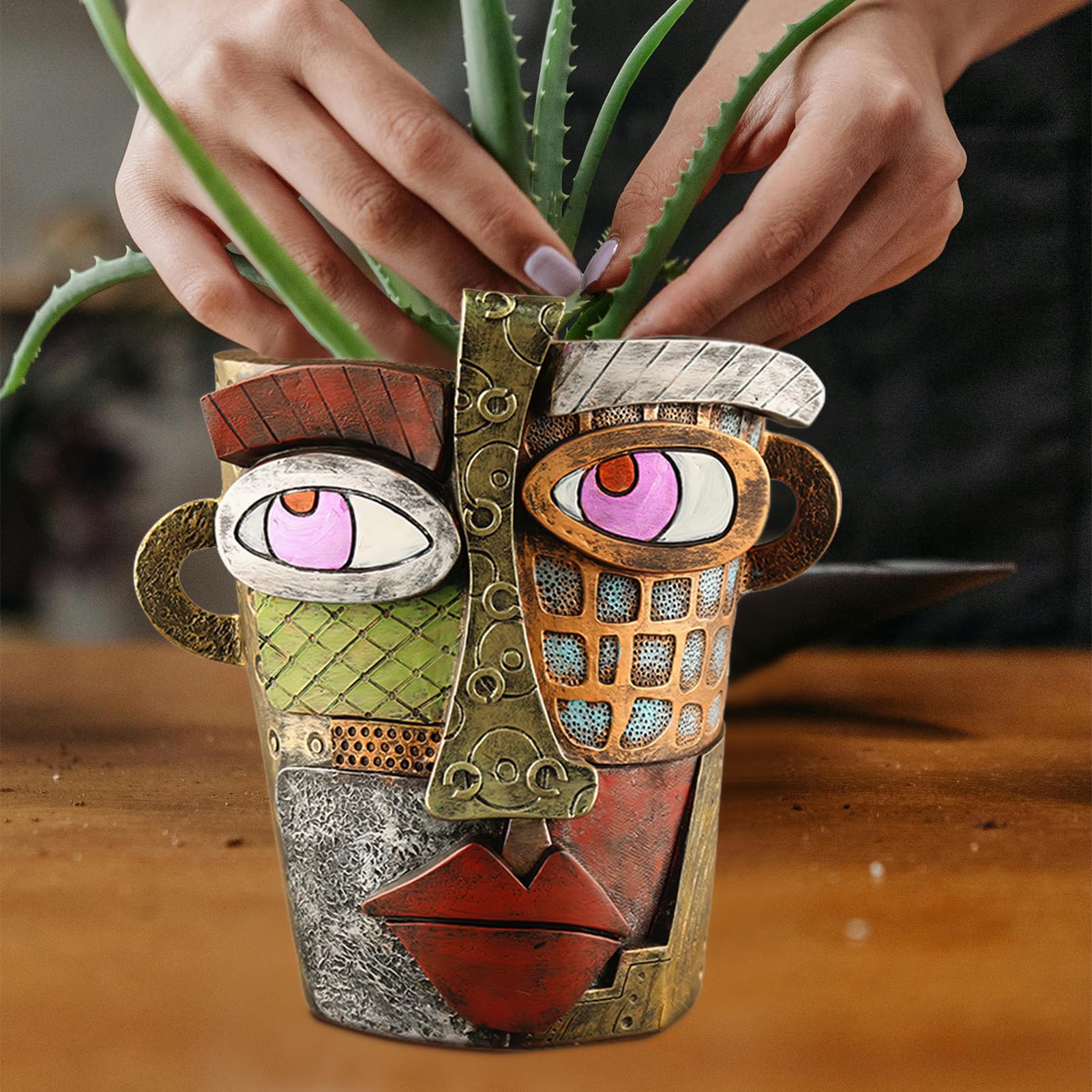 Midogaigai colorful abstract planter brightens shelves for stylish decor