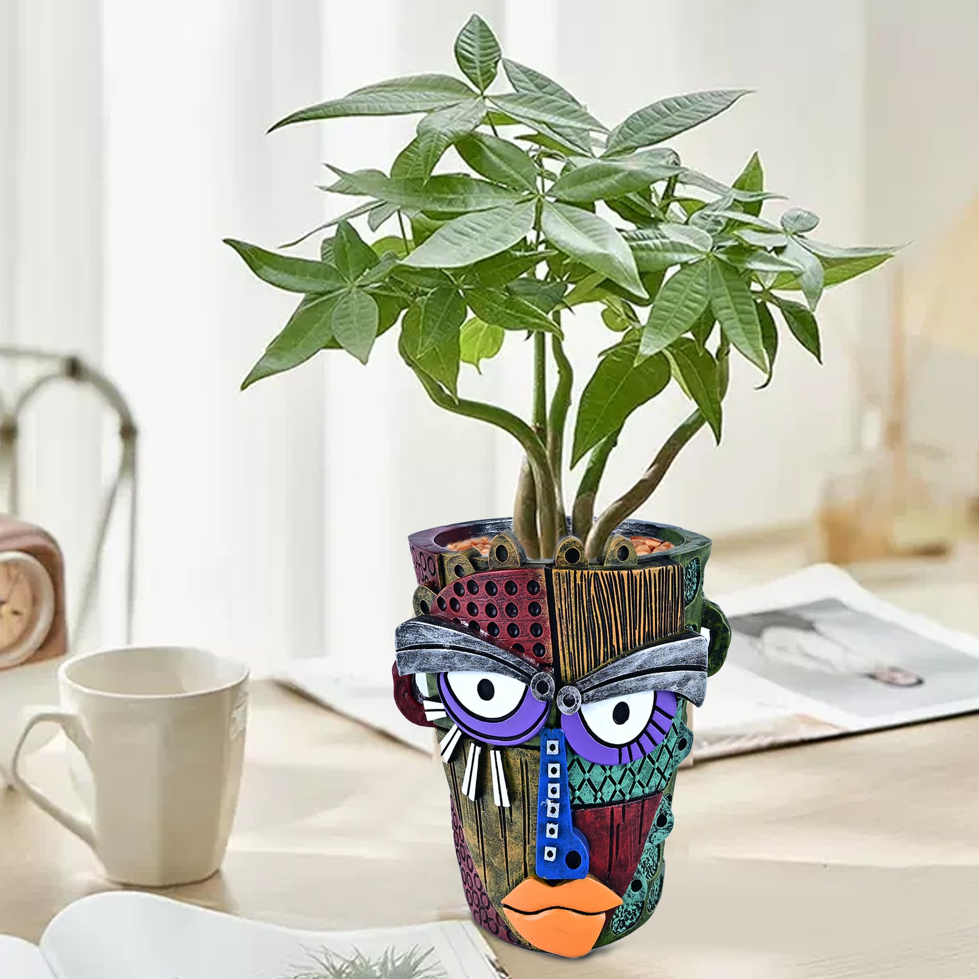 Midogaigai hand-painted colorful planter brightens shelves and windowsills