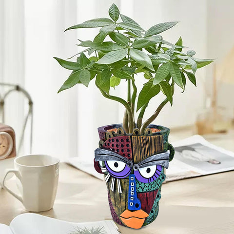 Midogaigai hand-painted colorful planter brightens shelves and windowsills