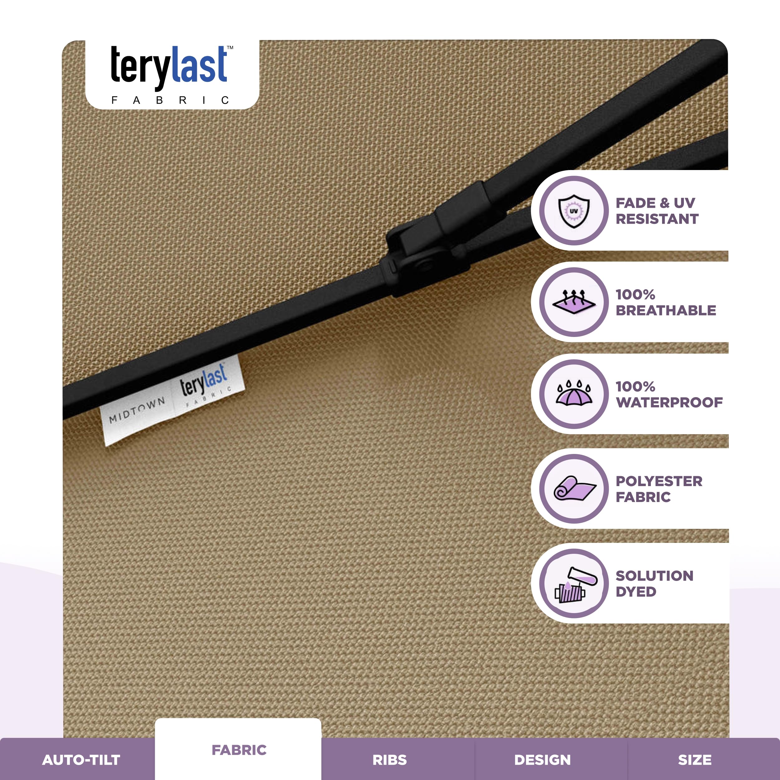 Eight reinforced ribs provide sturdy wind-tolerant support