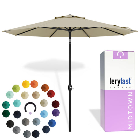 Midtown Umbrellas 9ft patio canopy with Terylast fabric for long-lasting color