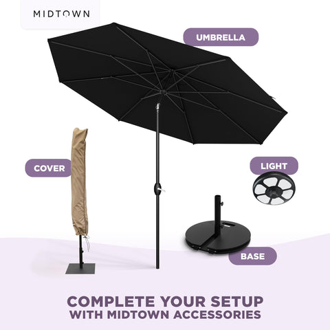 Midtown Umbrellas base-compatible design supports universal bases.