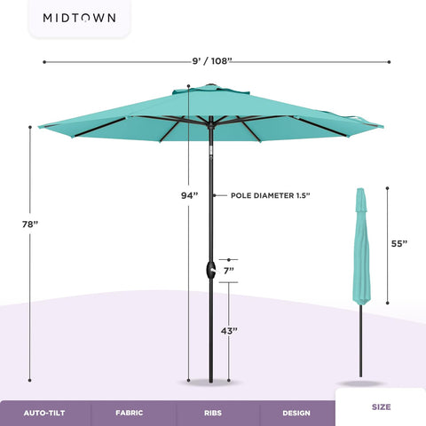 Midtown Umbrellas black pole provides a sleek, durable base complement for any outdoor space.