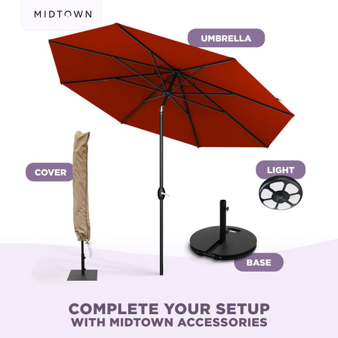 Deck pool and beach setup with Midtown Umbrellas for versatile shade