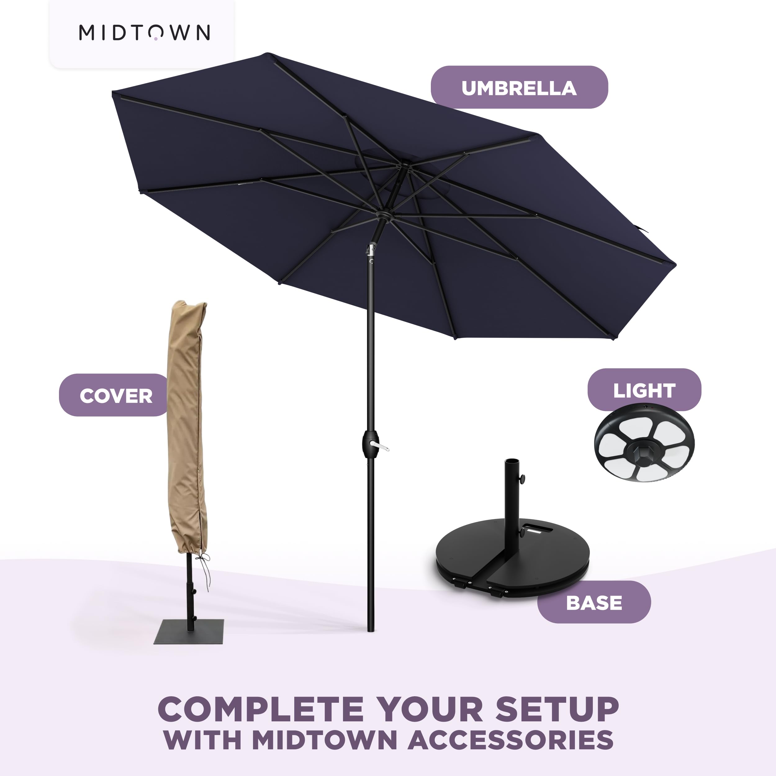 Midtown Umbrellas ideal for pool, beach, garden, and patio use.