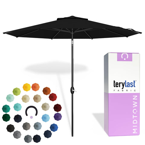 Midtown Umbrellas Terylast fabric canopy offers durable color and UV protection.