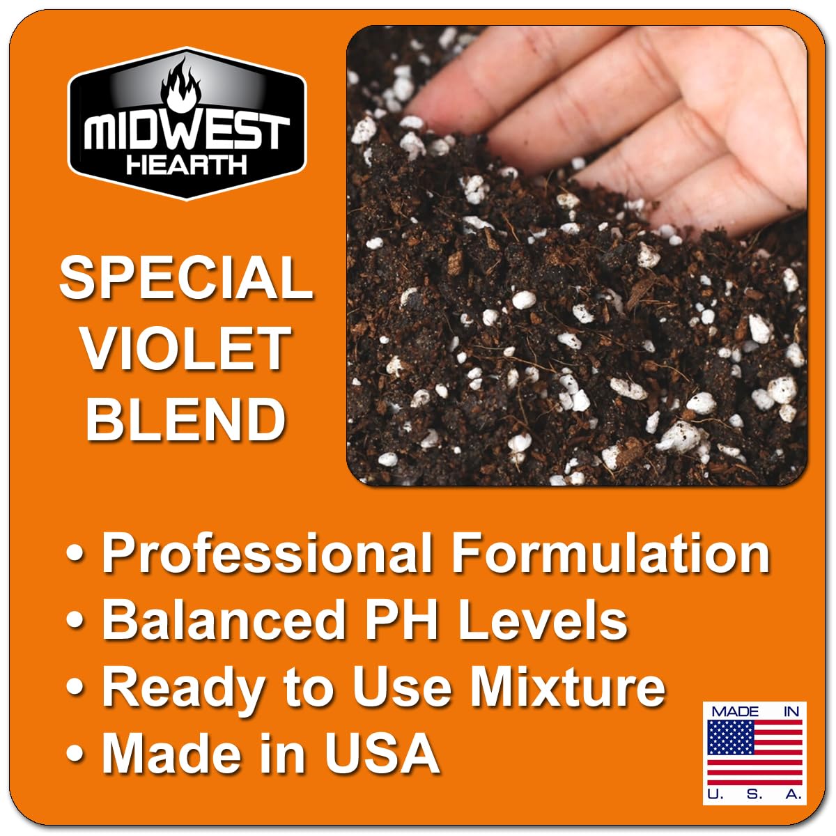 Midwest Hearth African Violet Soil visual shows robust root growth support.