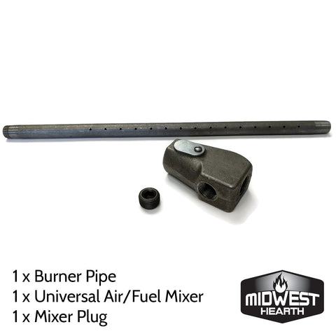 Midwest Hearth air-fuel mixer with adjustable shutter for flame control