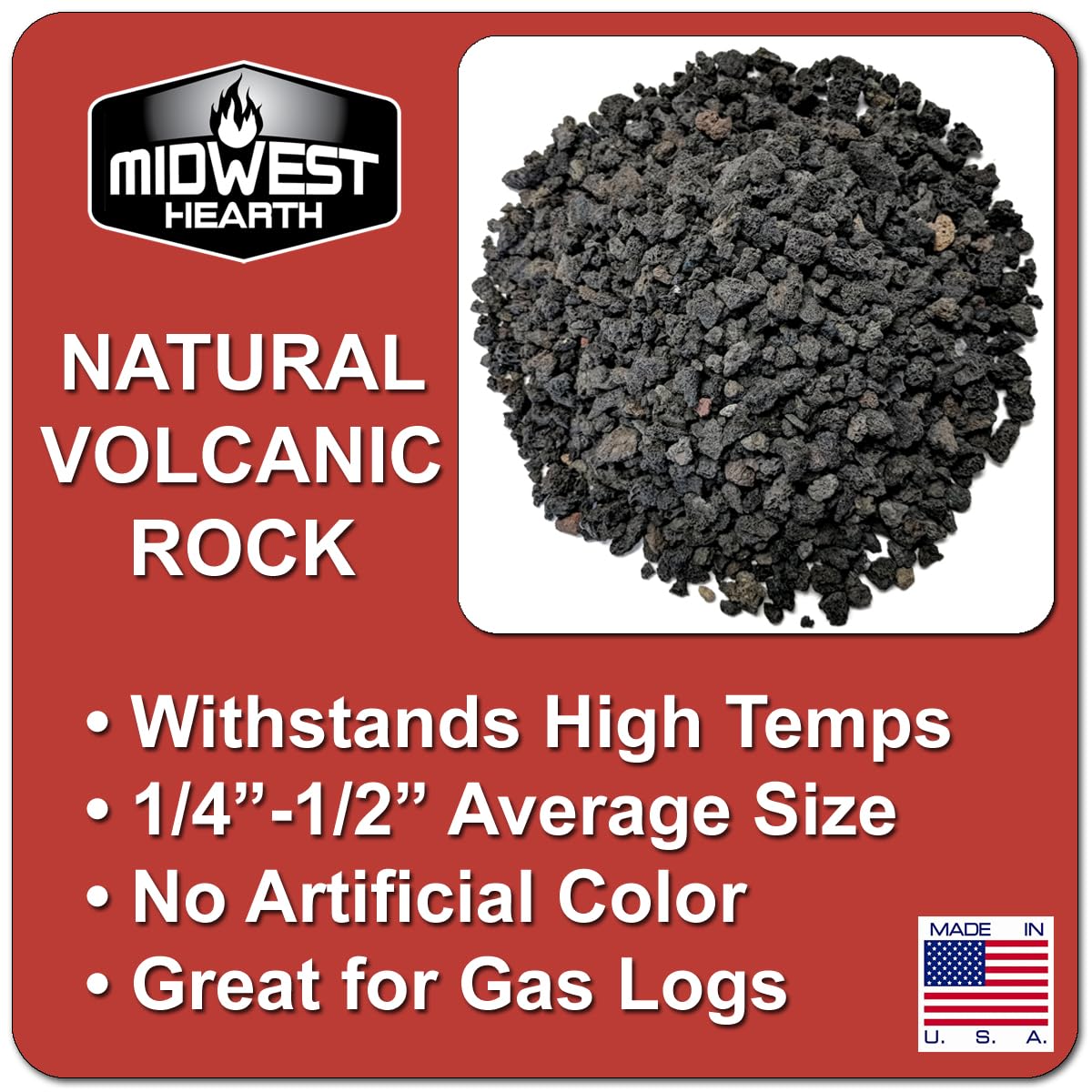 Midwest Hearth lava granules around a log set, enhancing authentic ambience
