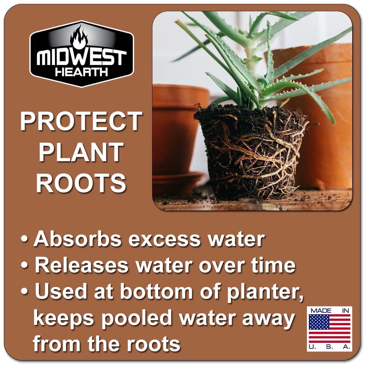 Midwest Hearth lava rocks support cacti and bonsai with natural drainage.