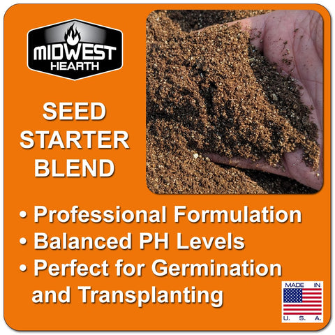 Midwest Hearth potting soil for aeration and water management speeds healthy seedling growth.