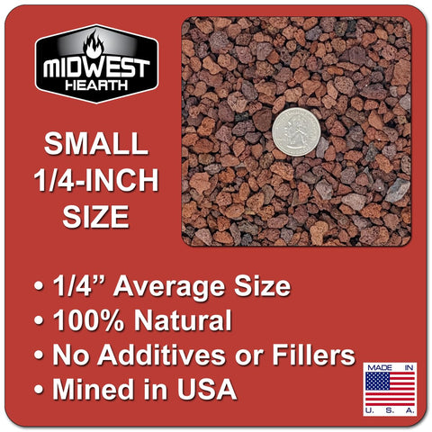 Midwest Hearth red lava rocks in a 5-lb bag, USA mined.