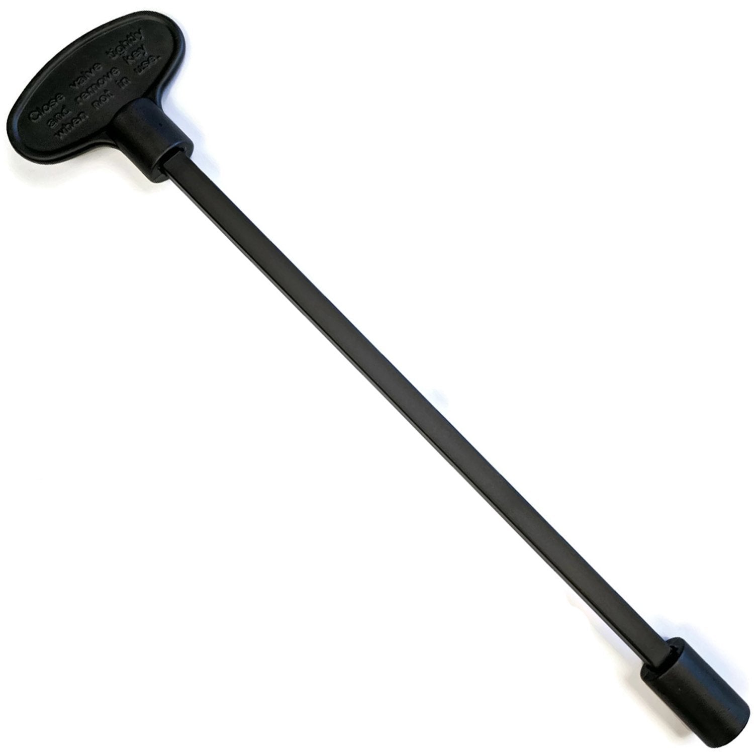 Midwest Hearth universal valve key, 8-inch flat black, for easy gas valve access and compatibility.