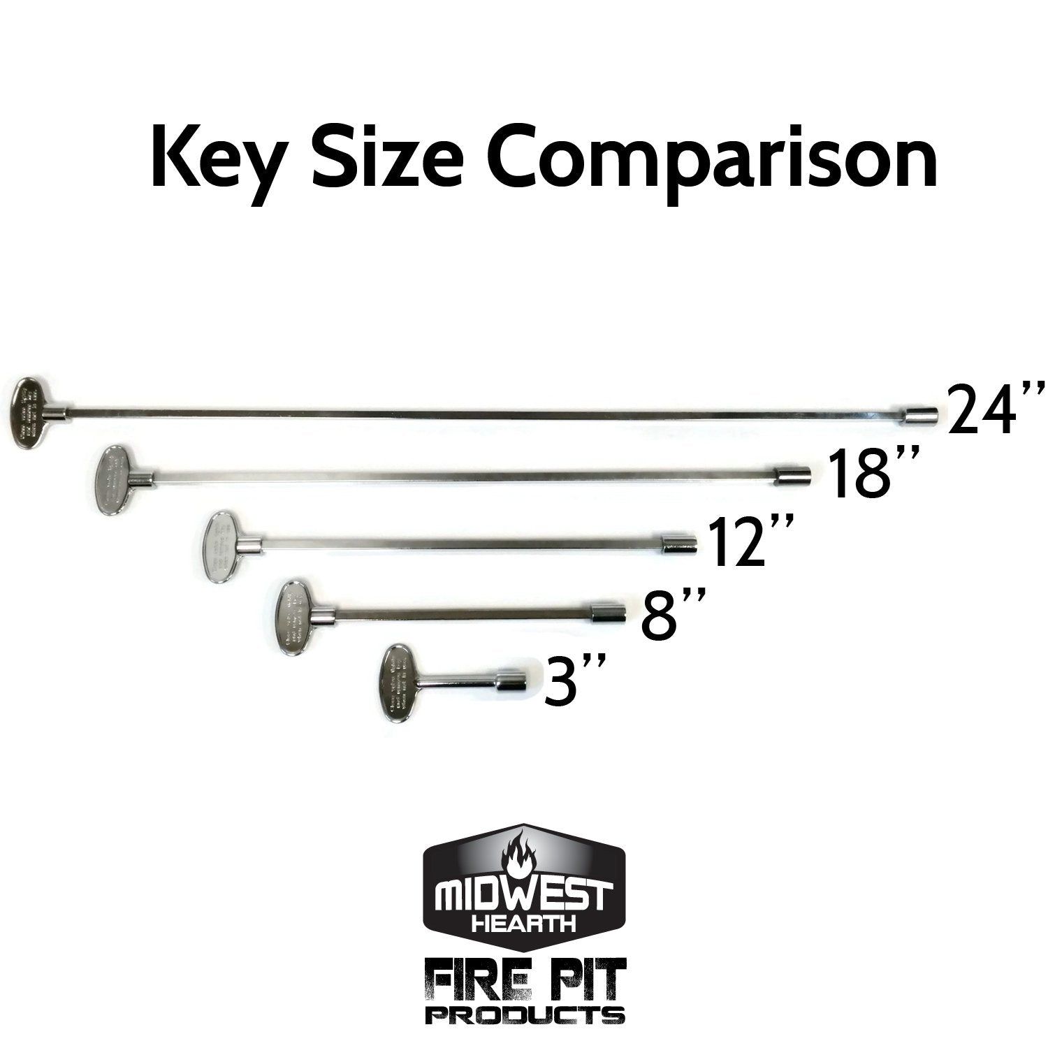 Midwest Hearth valve key fits 1/4 and 5/16 inch stems for versatile valve compatibility.