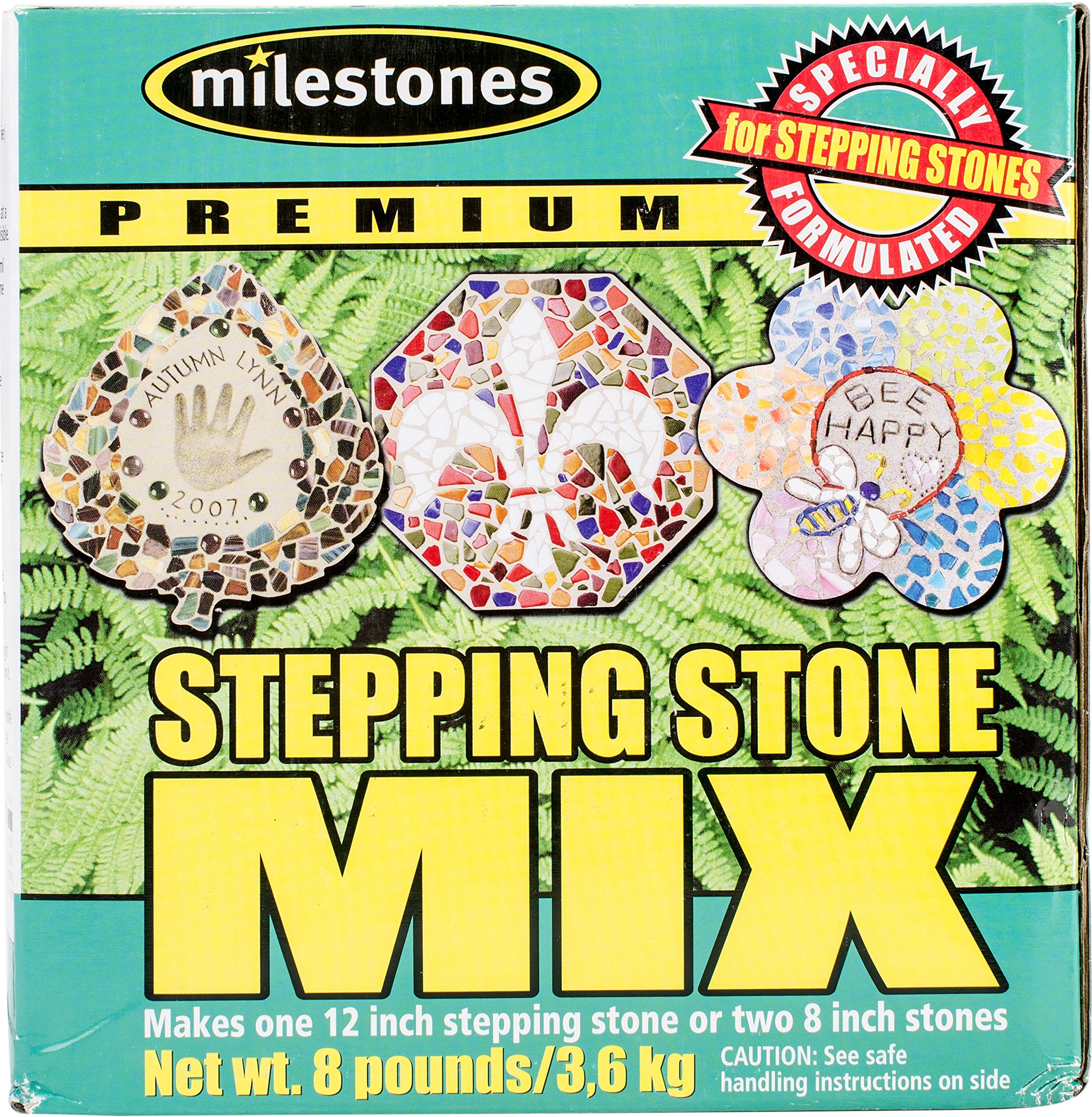 Midwest Products Milestones stepping stone mix in an 8 lb box for durable outdoor paths.
