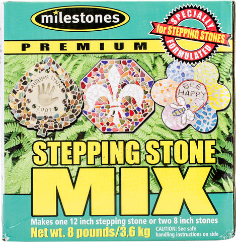 Midwest Products Milestones stepping stone mix in an 8 lb box for durable outdoor paths.