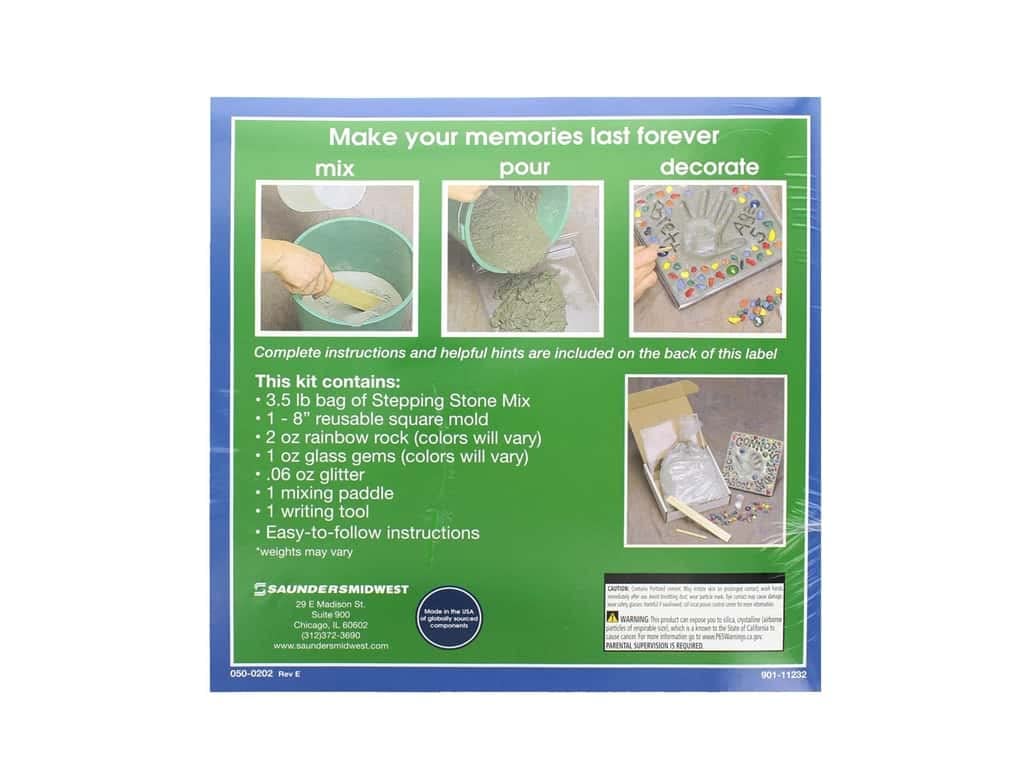 StoneCraft kit completed with rainbow rocks for decorative stepping stones