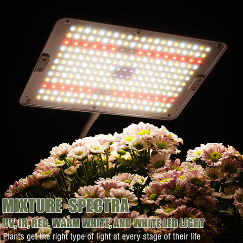 Full spectrum LED panel delivering red, white, UV and IR light for plants.