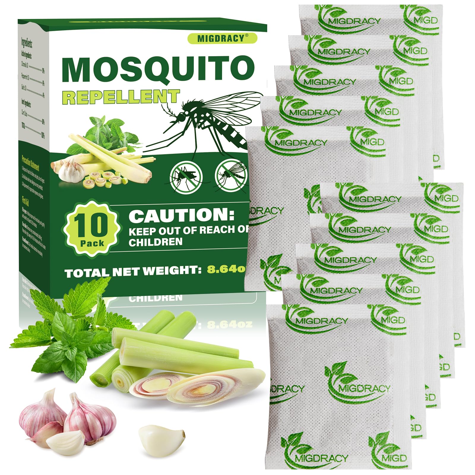 Migdracy mosquito repellent pouches pack for portable outdoor protection.