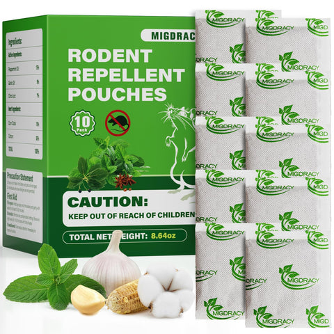 Migdracy peppermint mouse repellent pouch placed in basement deterring rodents effectively
