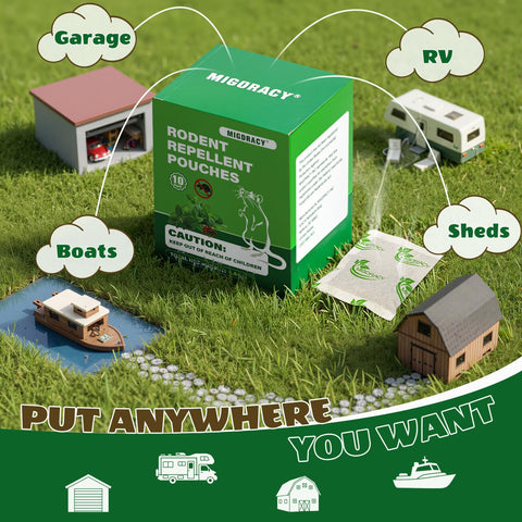 Migdracy peppermint mouse repellent pouch in car keeps interior critters away