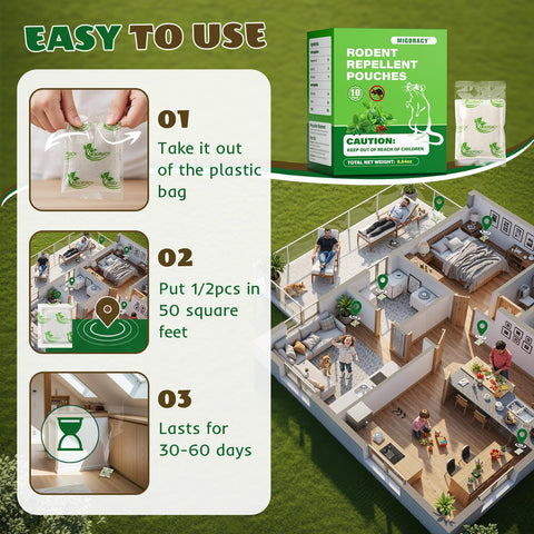 Migdracy peppermint mouse repellent pouch in storage sheds slows infestations